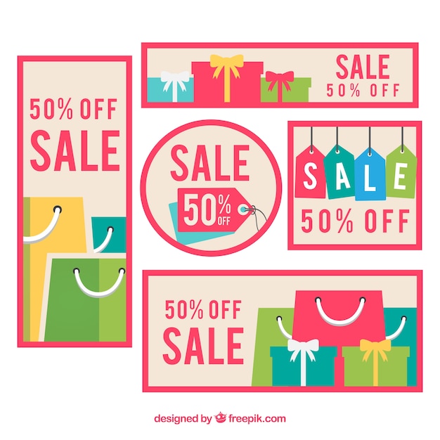 Sale banners with bags 