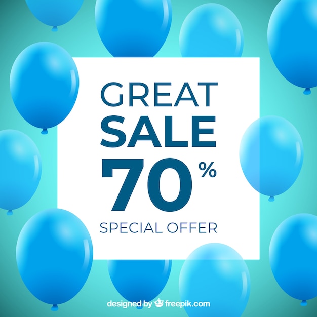 Sale composition with realistic balloons