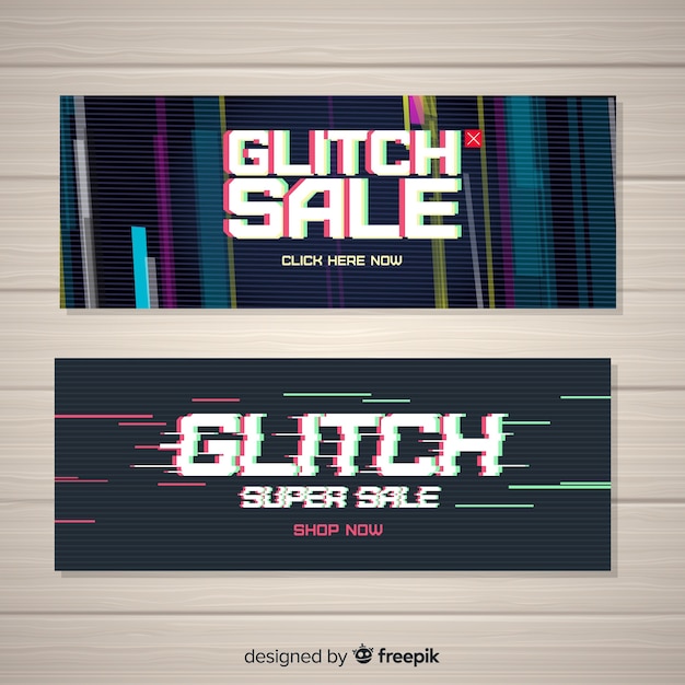 Free Vector sale glitch banner