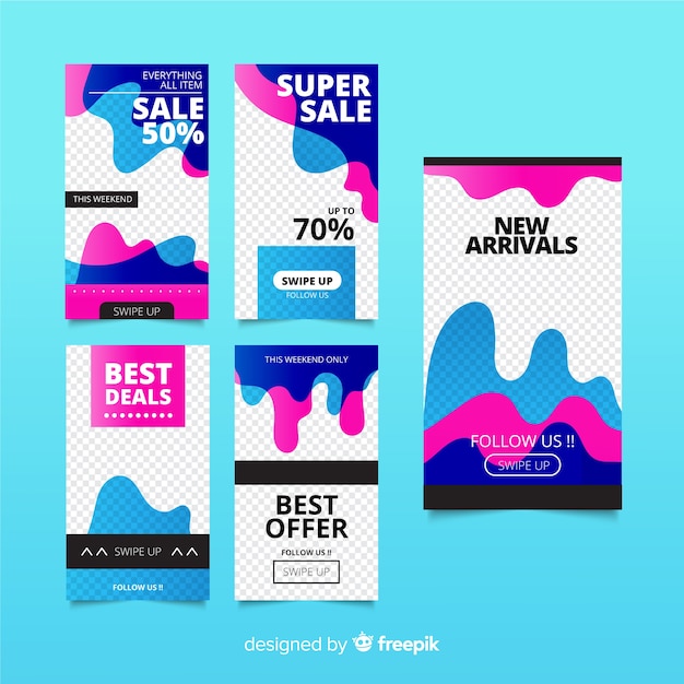 Free Vector sale instagram stories template collection