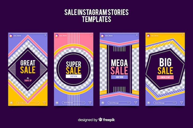 Free Vector sale instagram stories templates collection