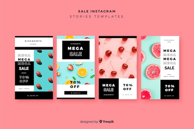 Free Vector sale instagram stories templates collection