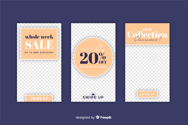 Free Vector sale instagram stories templates set