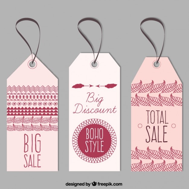 Free vector sale labels in boho style