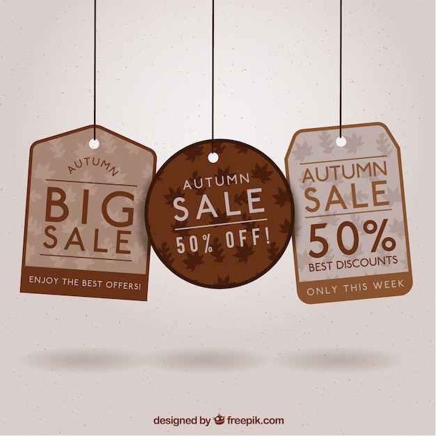 Free Vector sale labels in brown tones