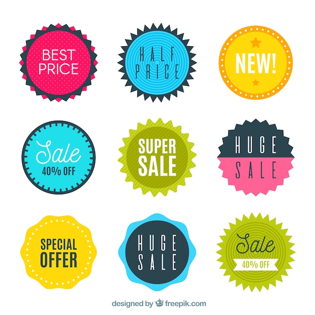 Sale labels collection in flat style