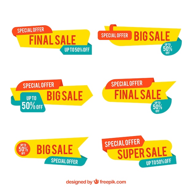 Sale labels with flat design