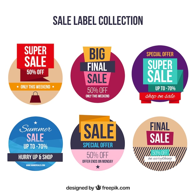 Sale labels with flat design