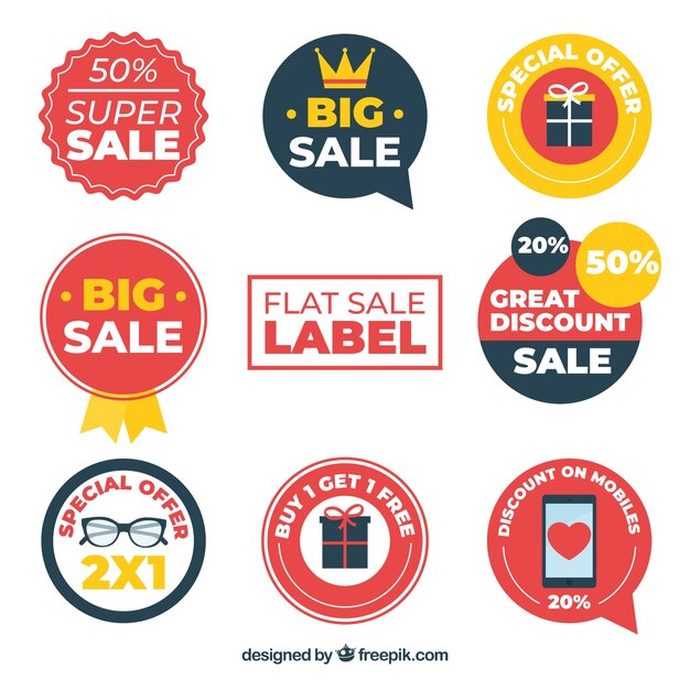 Sale labels with flat design