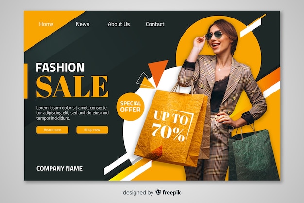 Sale landing page template with photo