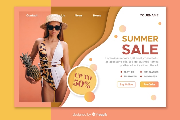 Sale landing page template with photo