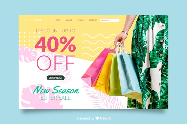 Sale landing page with photo