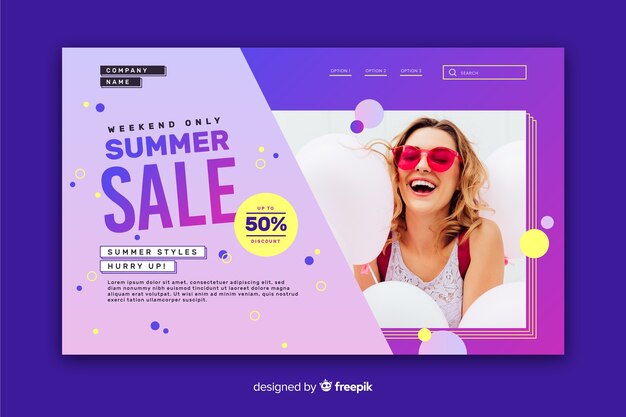 Sale landing page with photo