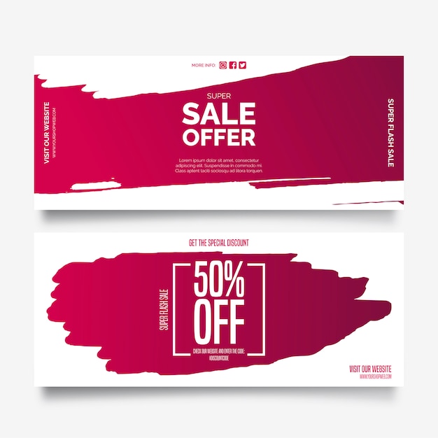 Sale Offer Banners with Paint Splashes