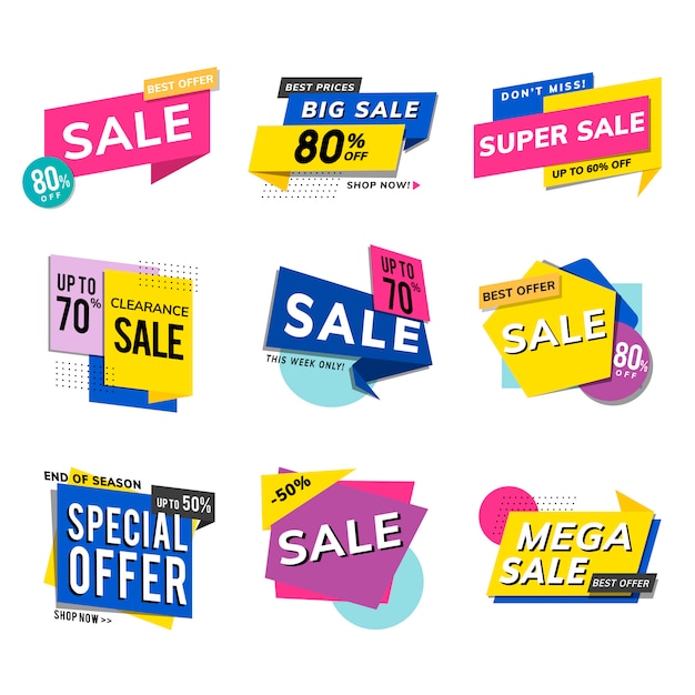 Sale promotion advertisements vector set