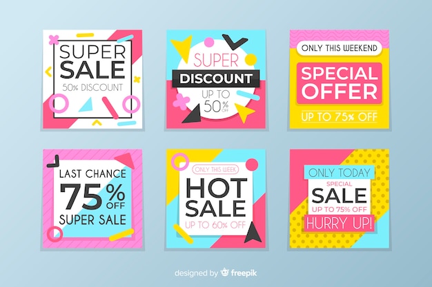 Sale promotion banners for social media