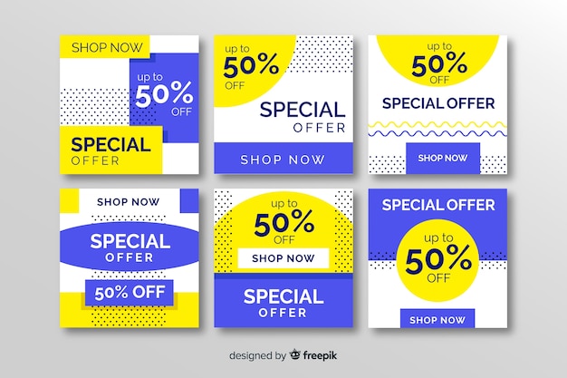 Free Vector sale promotion banners for social media