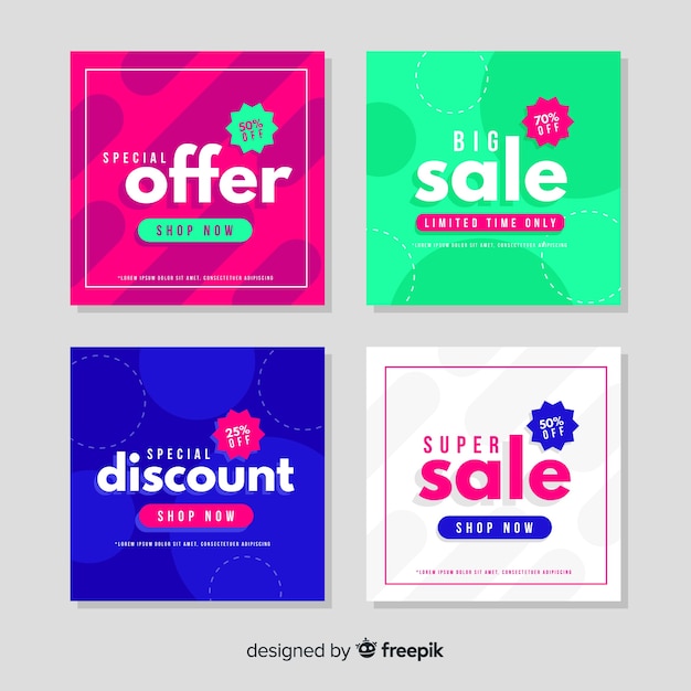 Free Vector sale promotion banners for social media