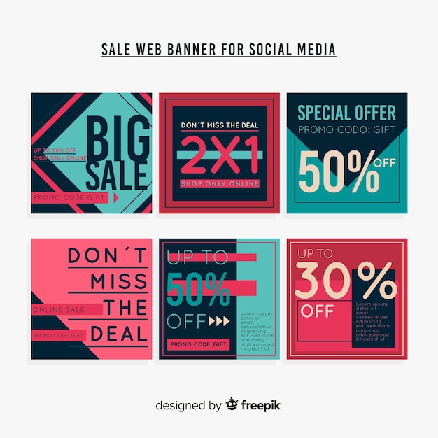 Free Vector sale web banner collection por social media