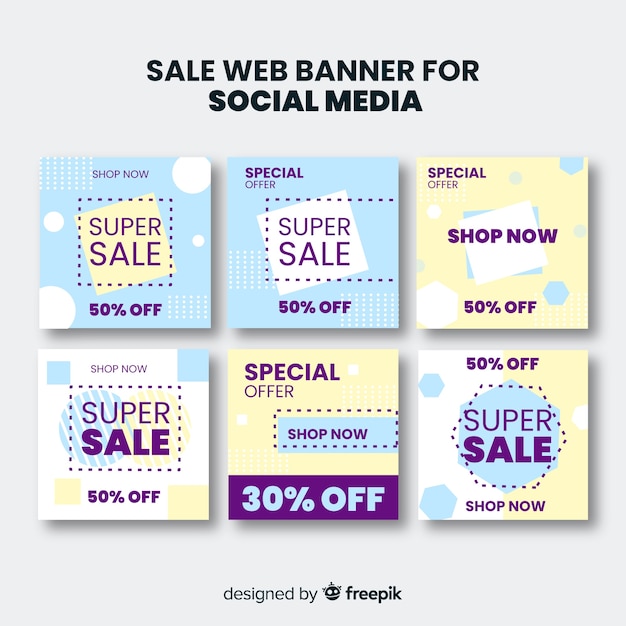 Free Vector sale web banner for social media collection