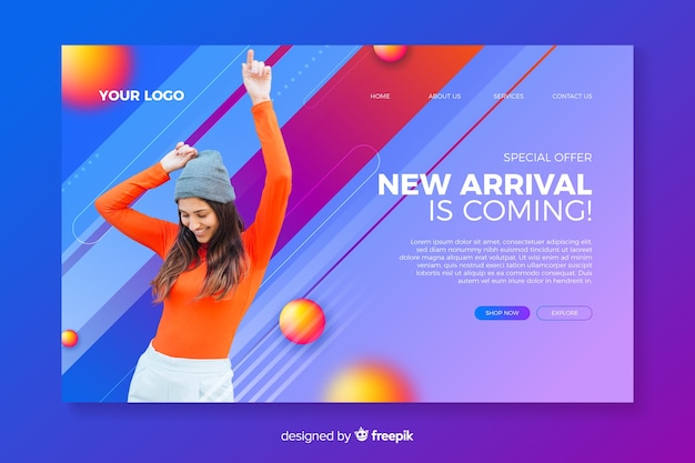 Sales abstract landing page with image