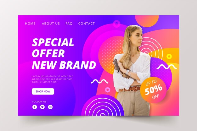 Sales abstract landing page with photo