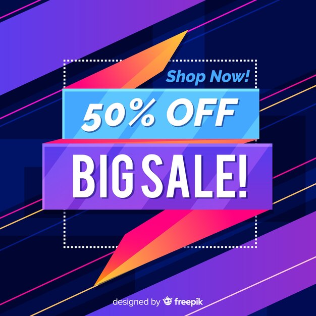 Sales banner in abstract colorful style