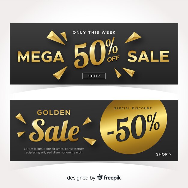 Sales banner collection golden details