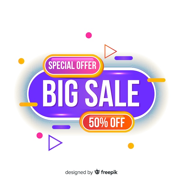 Sales banner design in abstract colorful style