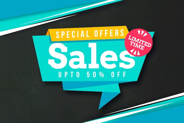 Free Vector sales banner in origami style