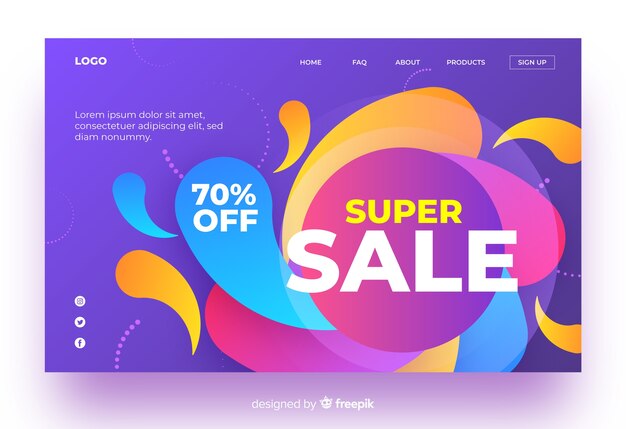 Sales landing page in gradient