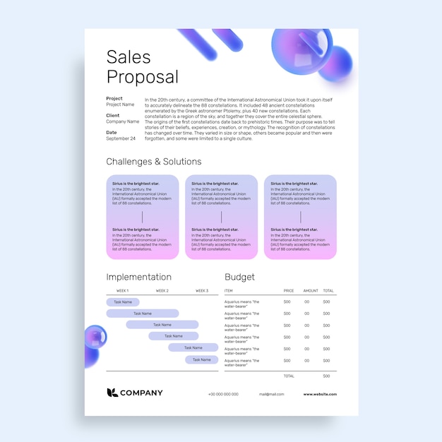 Sales proposal template design