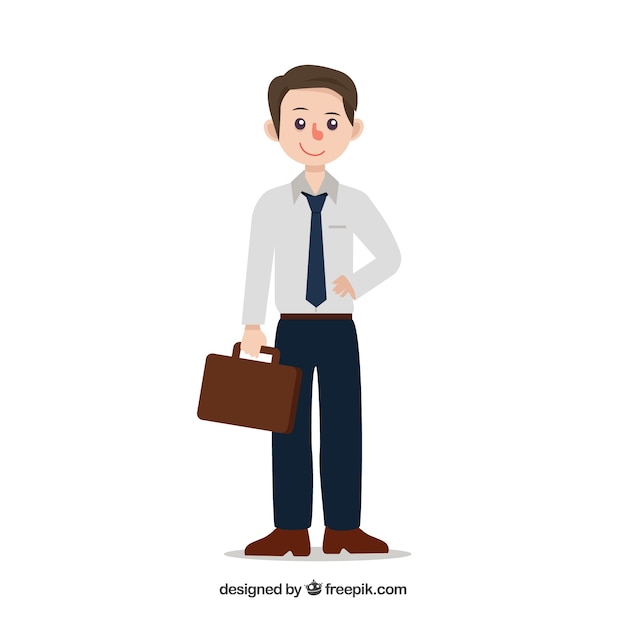 Salesman composition with flat design