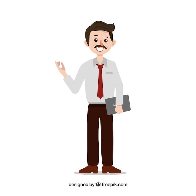 Salesman composition with flat design