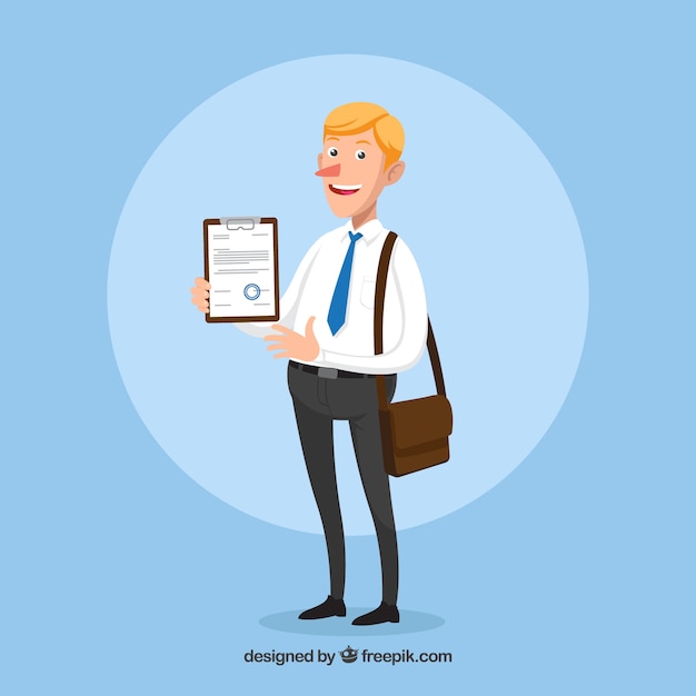 Free Vector salesman showing clipboard