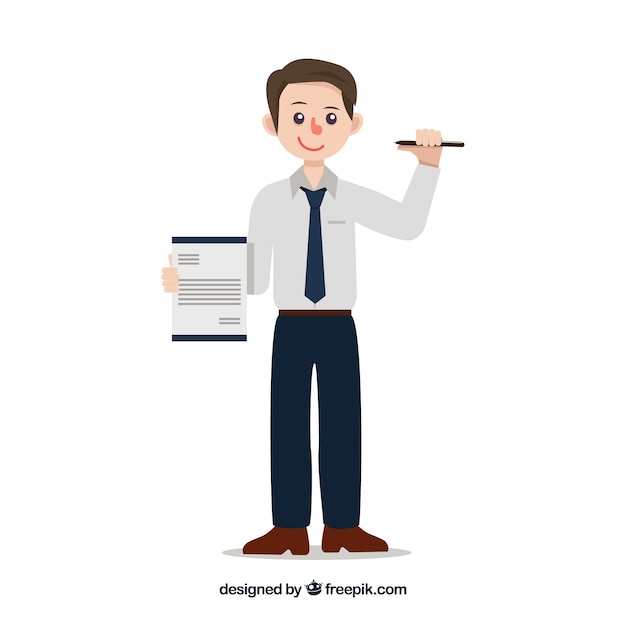 Salesman with pen and contract