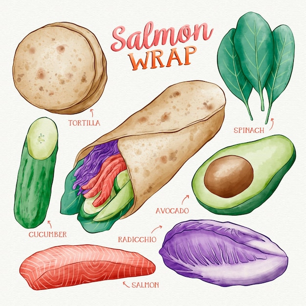 Free Vector salmon wrap recipe