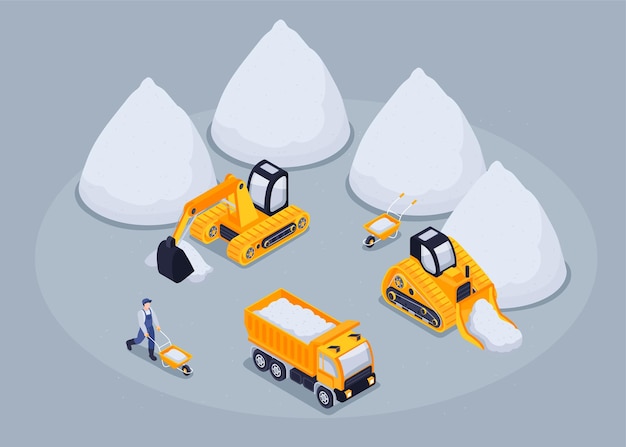 Free Vector salt production concept with manufacture symbols isometric vector illustration