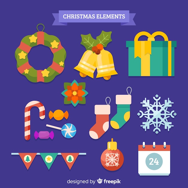 Sample of christmas elements in flat design