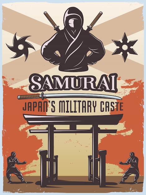 Free Vector samurai military poster