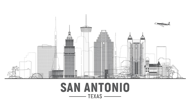 Free Vector san antonio texas united states line skyline vector stroke trendy illustration