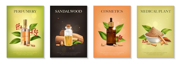 Free Vector sandalwood cosmetics poster set