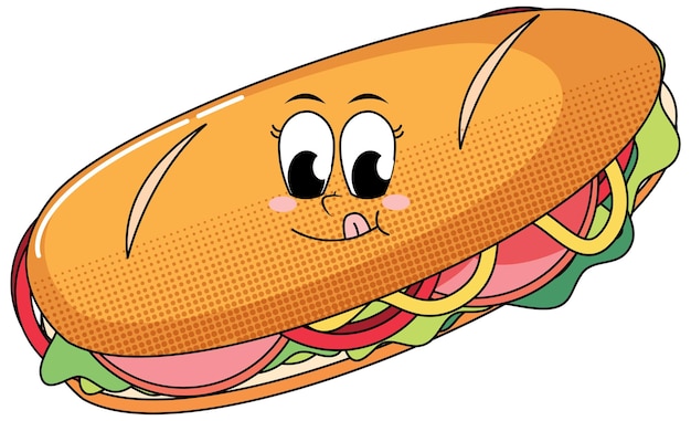 Free Vector sandwich cartoon character on white background