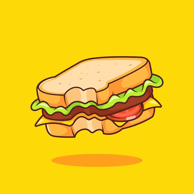 Free Vector sandwich food floating cartoon vector icon illustration food object icon concept isolated flat