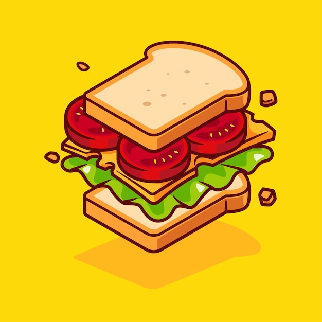 Sandwich Ingredients Cartoon Vector Icon Illustration Food Object Icon Isolated Flat Vector