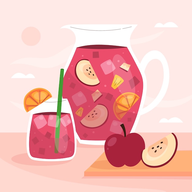 Sangria illustration in hand drawn style