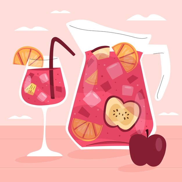 Sangria illustration in hand drawn style