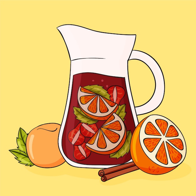 Sangria illustration in hand drawn style