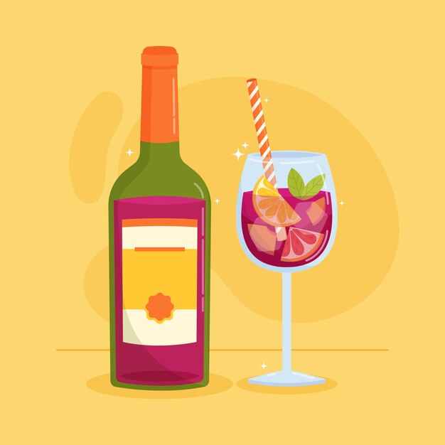 Sangria illustration in hand drawn style