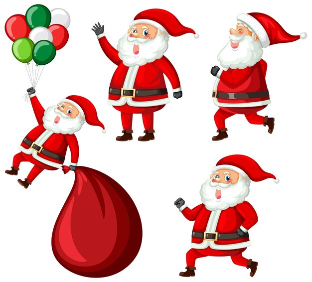 Free Vector santa claus cartoon character set